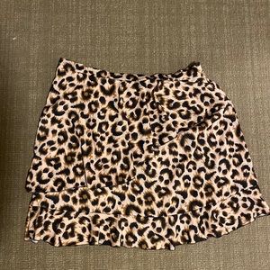 Plus Brown Leopard Print Frill Detail Mini Skirt